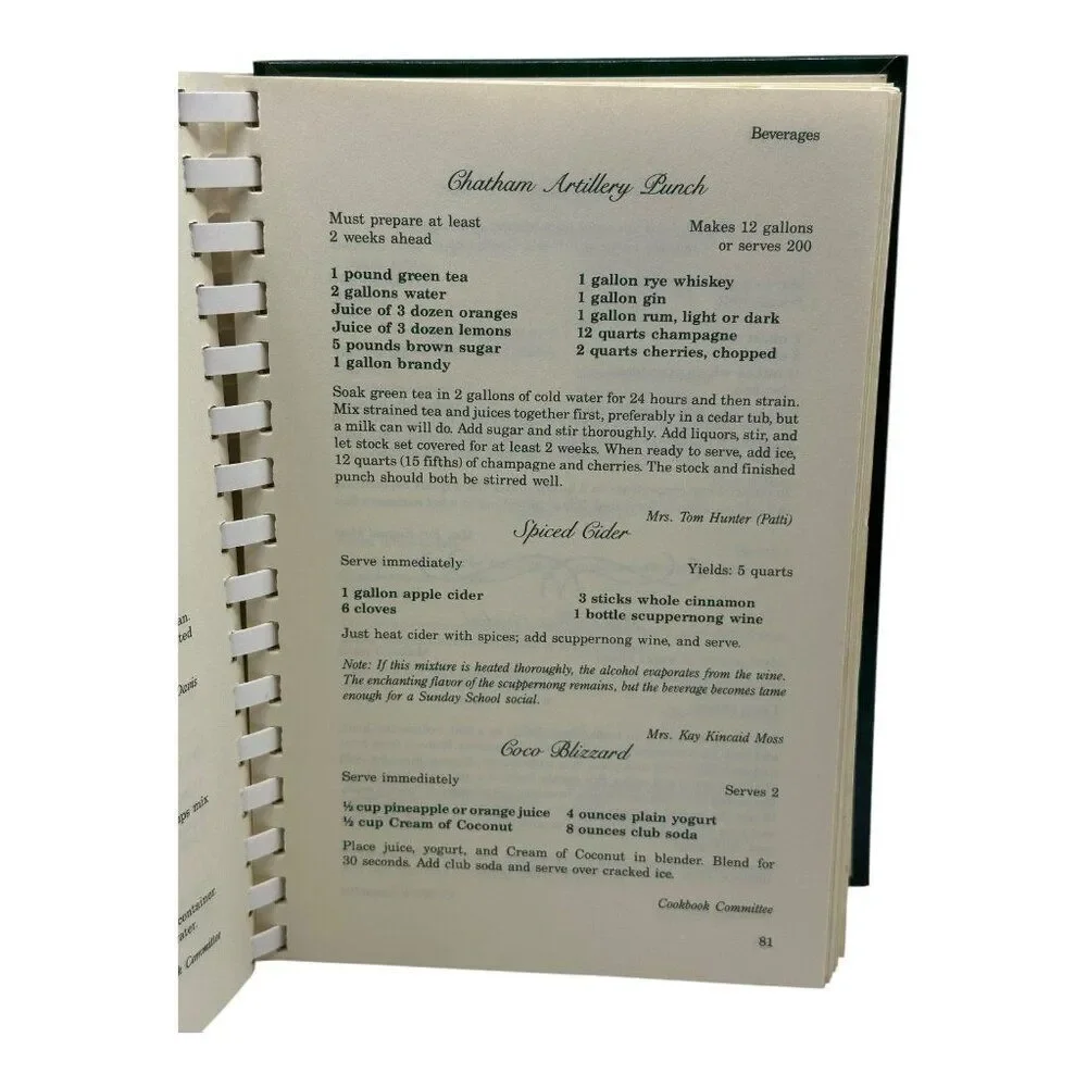 Southern Elegance Green Spiral-Bound Cookbook With Floral‎ Cover & Recipes 1987